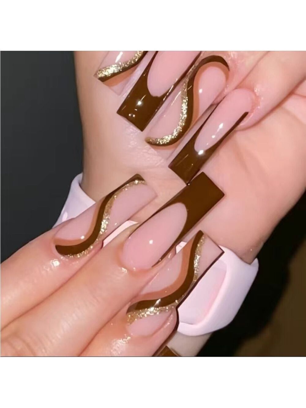 Mocha Swirl - Nail Junkie - full artificial nail set